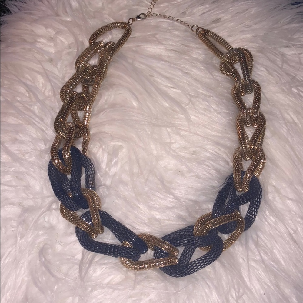 Navy blue, gold necklace